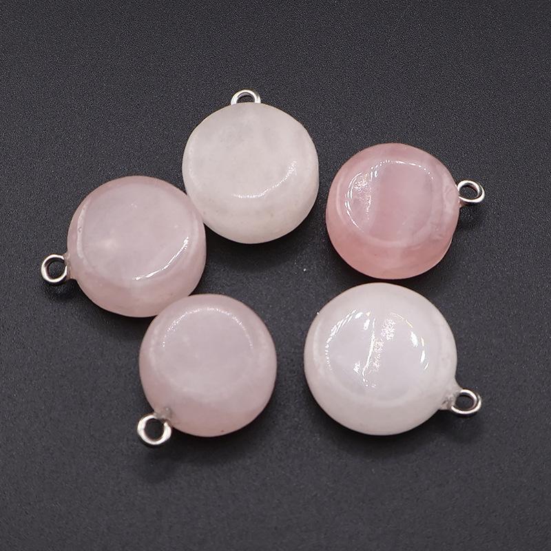 Natural Stone Crystal Cookie Shape Necklace Pendant Ornaments