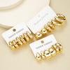 9 Pairs Of Fashionable  Ring Fried Dough Twists Water  Earrings Suitable For Women's Daily Wear