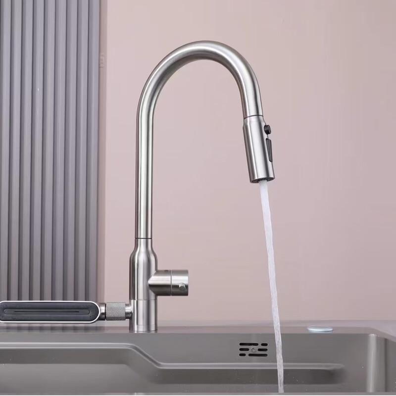 TLXT Gunmetal Grey Pull-Out Kitchen Faucet