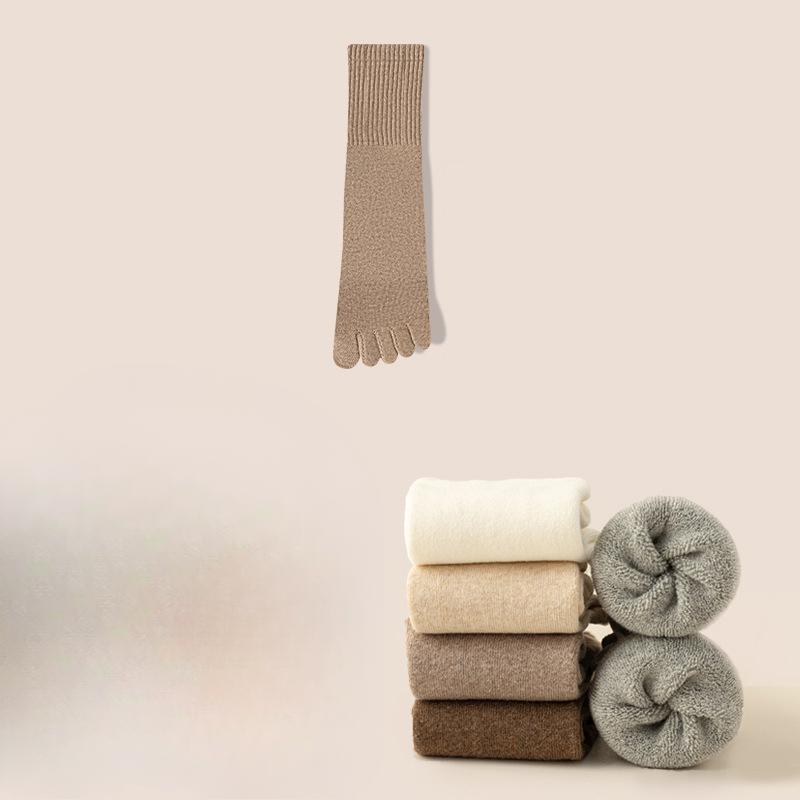 Женские носки с пятью пальцами на осень и зиму, утепленные флисом, теплые до середины икры, с защитой от запаха, носки с длинными пальцами и носки с разделителем для пальцев 1 pair