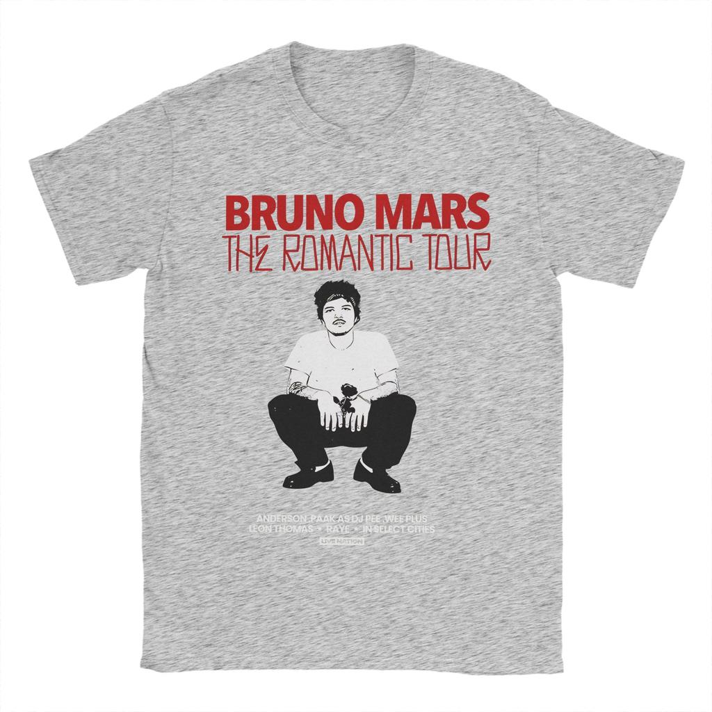 Bruno Mars The Romantic Tour TShirt Unisex  Vintage Pure Cotton Tees Round Neck Short Sleeve T Shirts Plus Size Tops