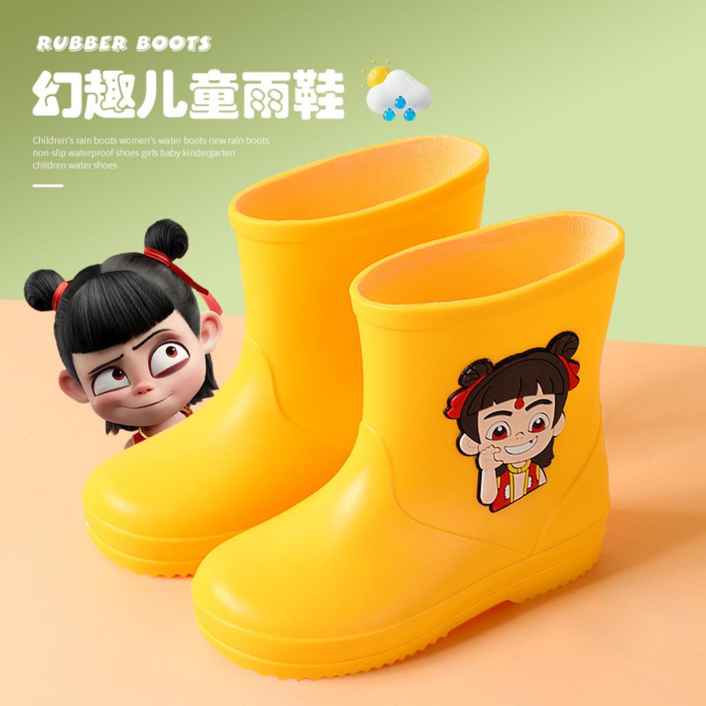 Boots Children's Lined Half Height Rain Boots Rain Shoes With Drawstring Cartoon Non- Rain Boots Lightweight Outdoor