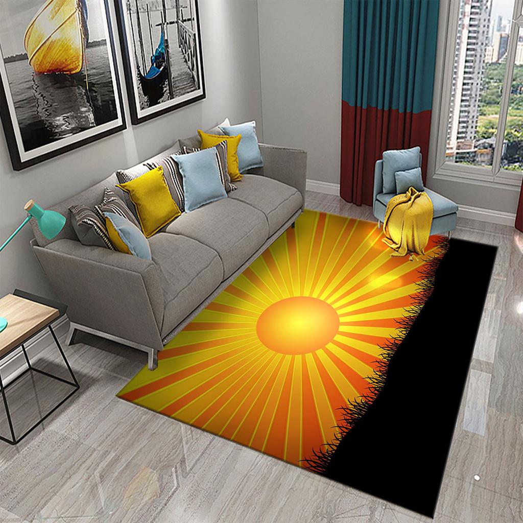 Colorful Cartoon Sunrise Rug Bathroom Entrance Non-slip Mat Kitchen Living Room Children's Bedroom Decorative Floor Rug