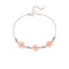 Four-Leaf Clover Bracelet & Cat's Eye Pink Diamond Flower Necklace Set