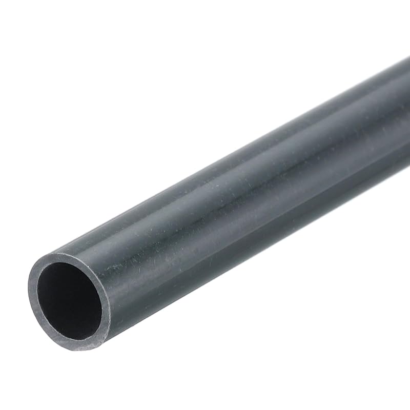 uxcell PVC Rigid Round Pipe, 7mm Inner Diameter, 9mm Outer Diameter, 8" Length, Dark Gray, High Durability, for Water Pipes, Crafts, Cable Sleeves