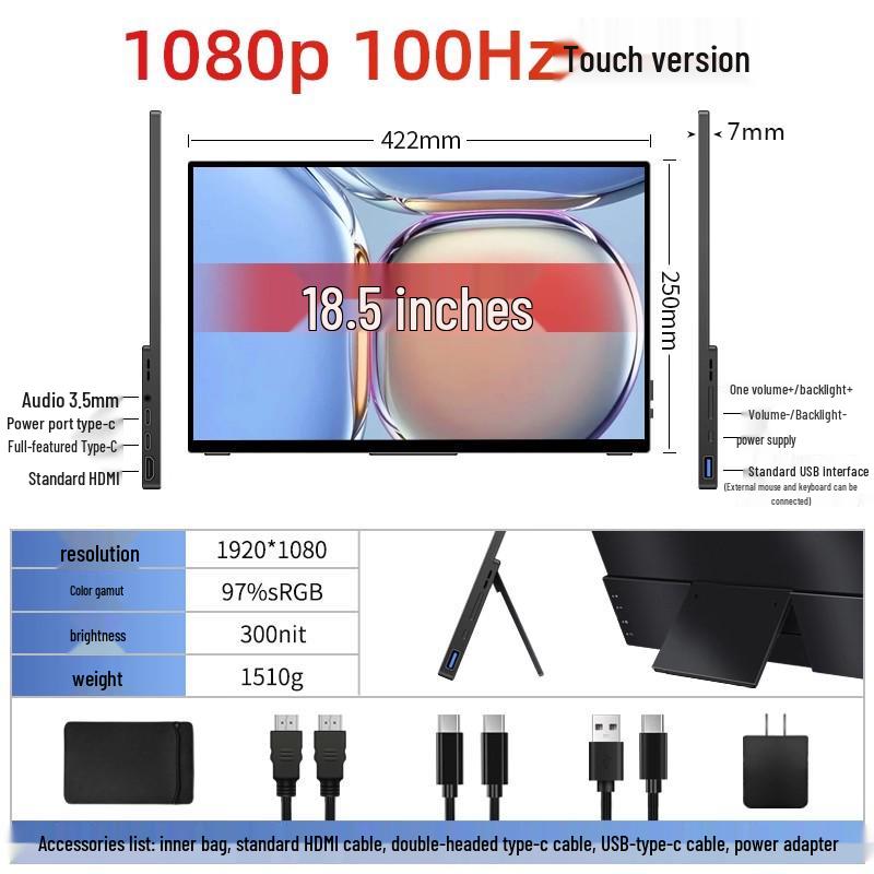2K Tragbarer Monitor für 15,6/17,3 Zoll Laptops, Telefone, PS5 und Switch