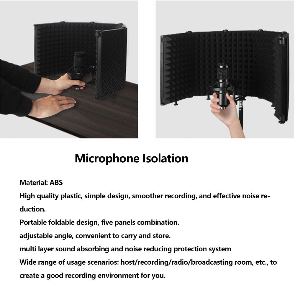 Foldable Mic Sound Absorbing Foam Reflector Adjustable Angles Portable Vocal Booth for Recording