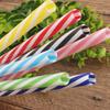 Thickened Two-Color Threaded Plastic Straws, 100-Pack