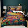 Mushroom Duvet Cover King Queen Size Magic Forest Colorful Cute Psychedelic Mushrooms Polyester Bedding Set for Kids Multicolor