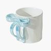 350ml/11oz Bow Mug, Ribbon Glass Ceramic Mug with Ribbon Handle Suitable for Colleagues Valentine's Day Christmas Birthday Gifts