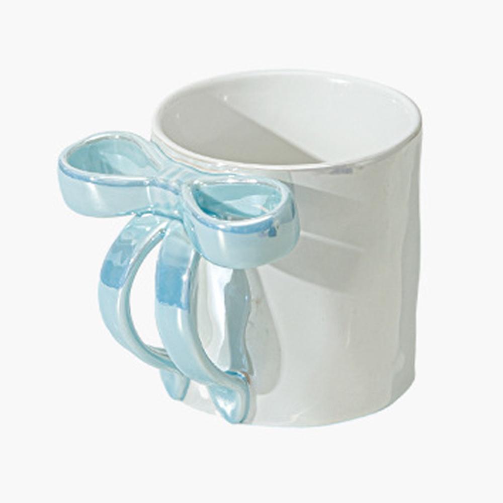350ml/11oz Bow Mug, Ribbon Glass Ceramic Mug with Ribbon Handle Suitable for Colleagues Valentine's Day Christmas Birthday Gifts