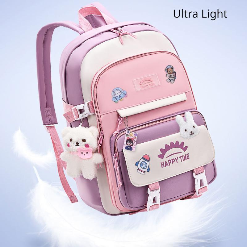 Geantă de mână în stil colegial proaspăt cu mozaic, rucsac super ușoară cu protecție a coloanei vertebrale, ghiozdan drăguț de desene animate pentru elevi și băieți