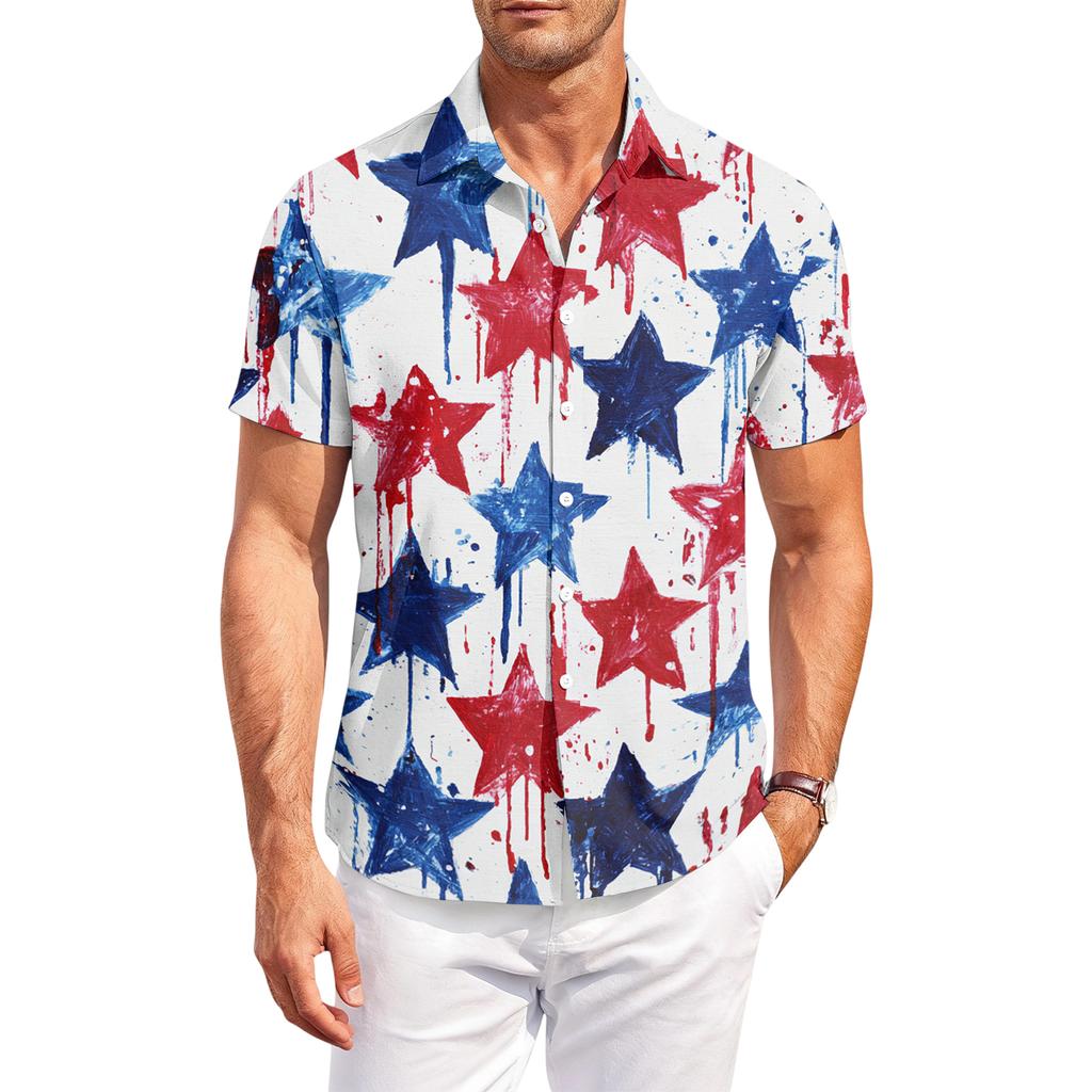 Men's Casual Short-Sleeve Collared Shirt