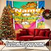 Custom Name Personalized Garfield Print Tapestry, Wall Art Decor, Bedroom, Dorm, Apartment, LivingRoom, Party Backdrop, Gift for Birthday