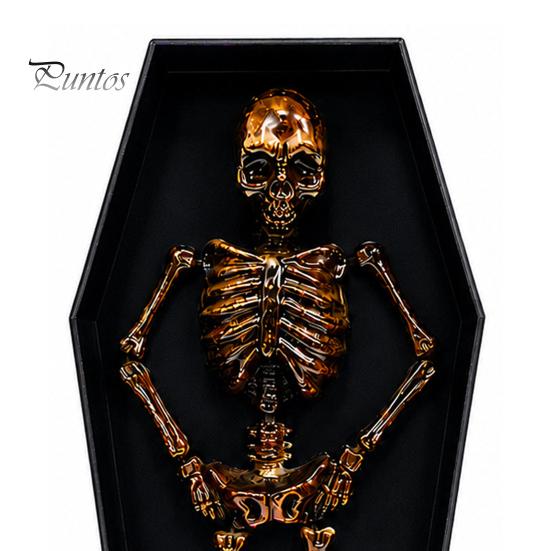 Colorful LED Halloween Light Dancing Skeleton in Casket, Up Musical Toy with Lights, Spooky Animated Decor, Party Haunted House Props Retro Ornament