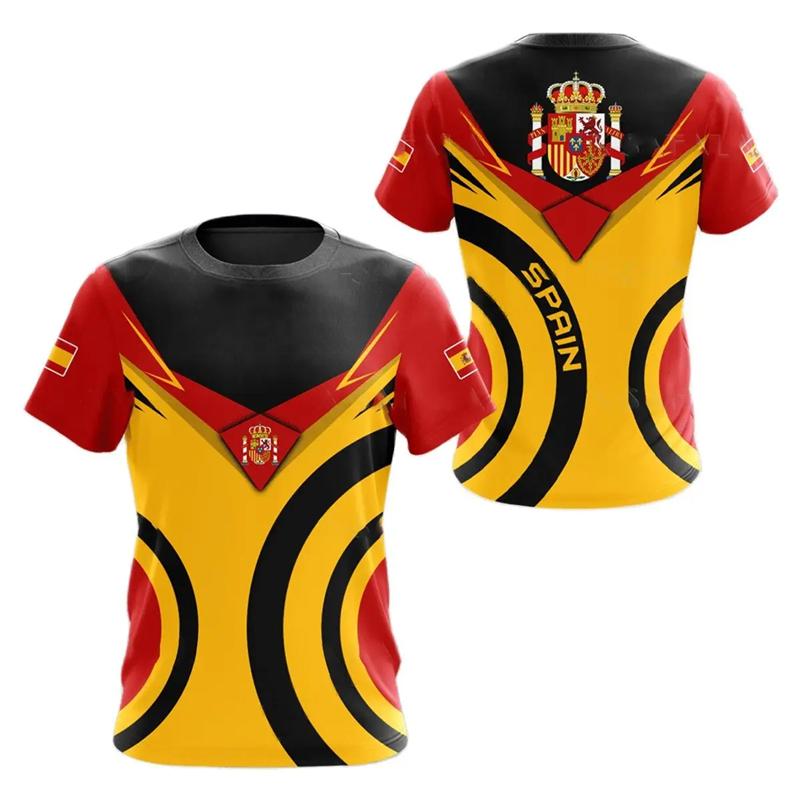 

SPAIN Spain National Emblem Print 3D Men s T-shirts O-neck Short-sleeved Tops Fashion Oversized Loose Men Clothing Ropa Hombre XXS