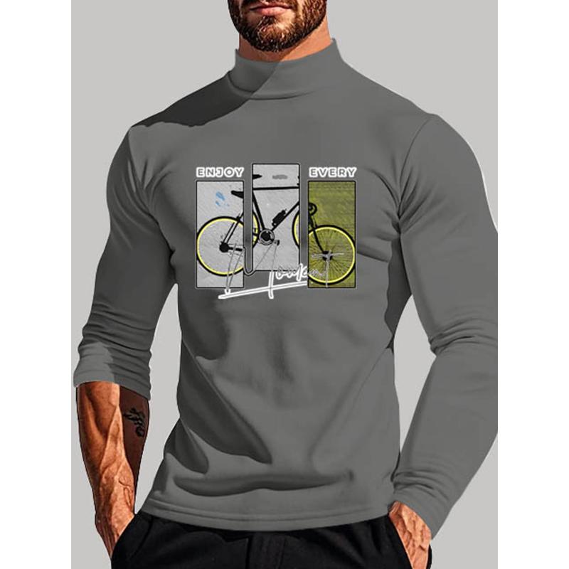 Polyester Men s Mock Neck Long Sleeve Tee, Lightweight Warm & Perfect for Outdoor XXL серый