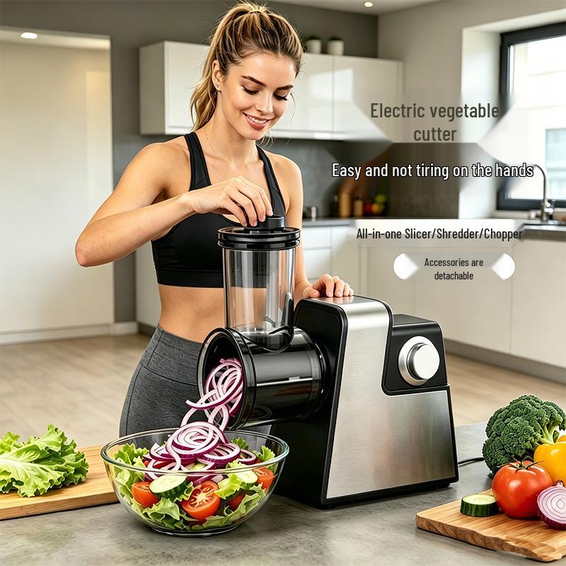 Dual-Speed Multifunction Electric Vegetable and Meat Grinder with Sausage Stuffer & Slicer