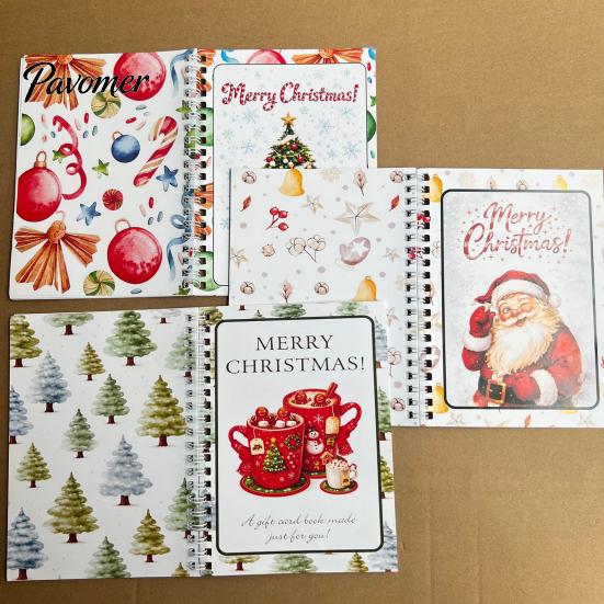 Portable Memory Keeper for Cash Christmas Gift Card Book, 7" x 5" Spiral Bound Merry Unique DIY Holiday Solution Booklet, Greeting Album, Personalized