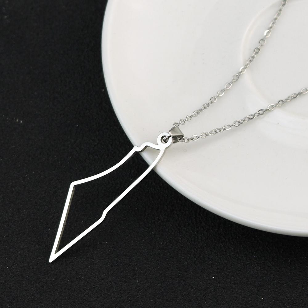 Jewish Israel Country Map Stainless Steel Gold Color Pendant Necklace For Men Women Arabic Choker Chain Amulet Jewelry Gift