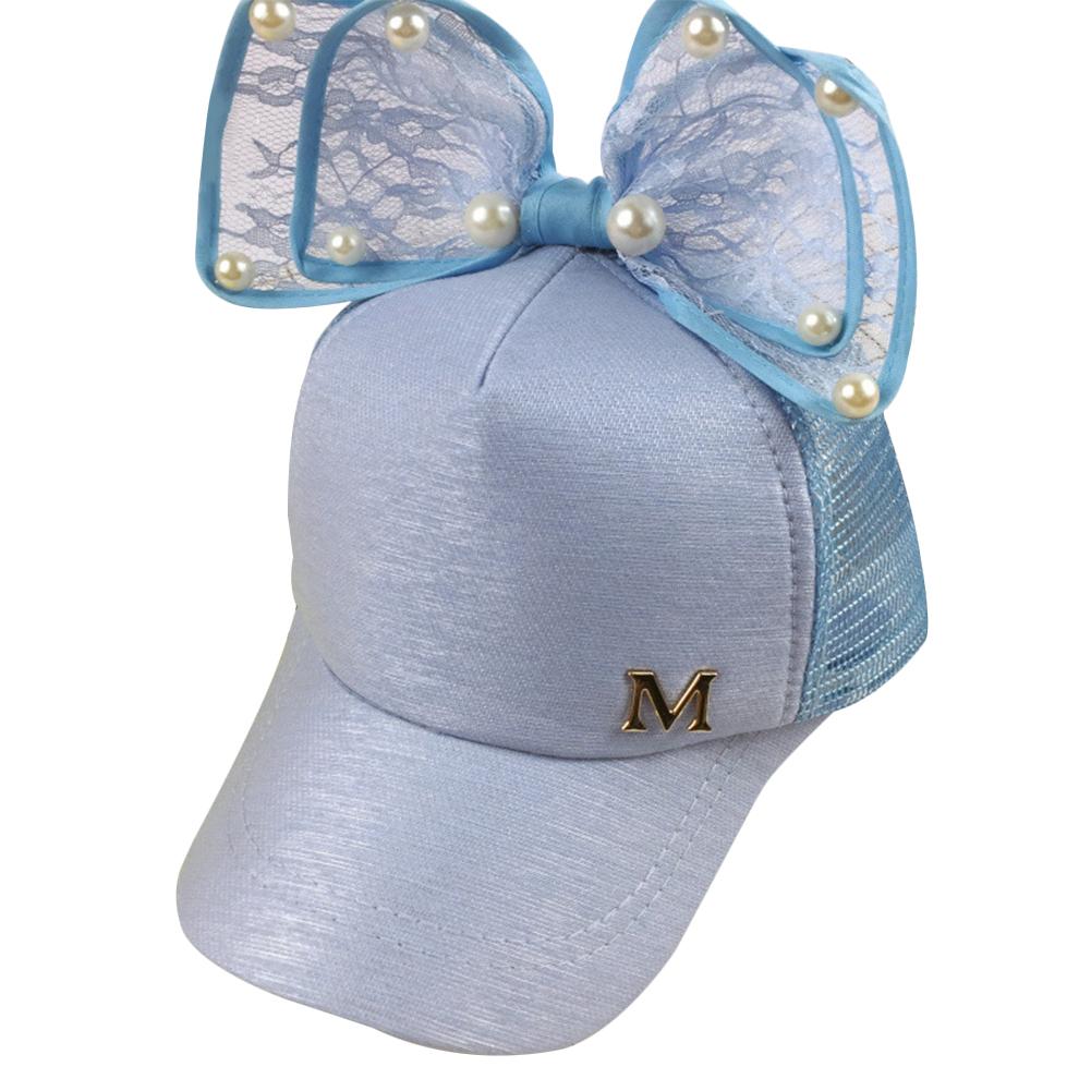 Girl Fashion Pearl Sun Hat Baseball Cap Creative Bowknot Hip Adjustable Hat