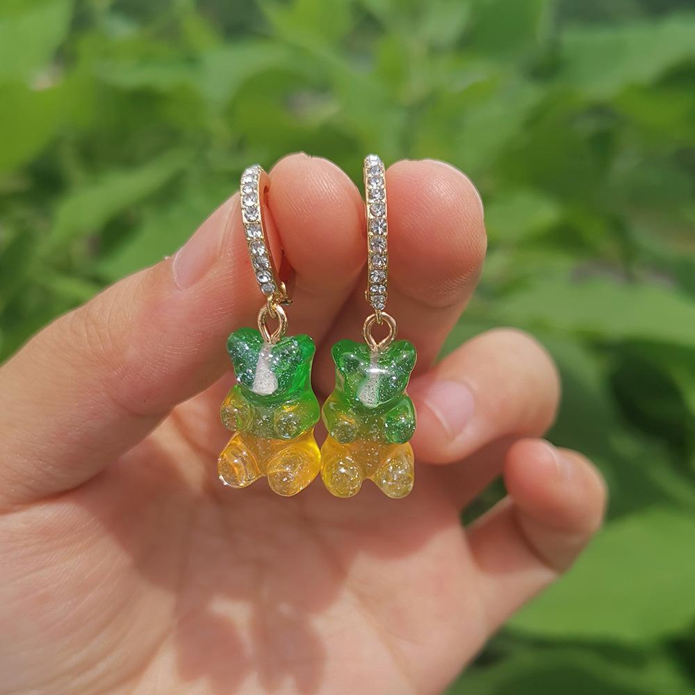 Playful Bear Resin Candy Earrings Fashionforward Animal Design Plated Finish