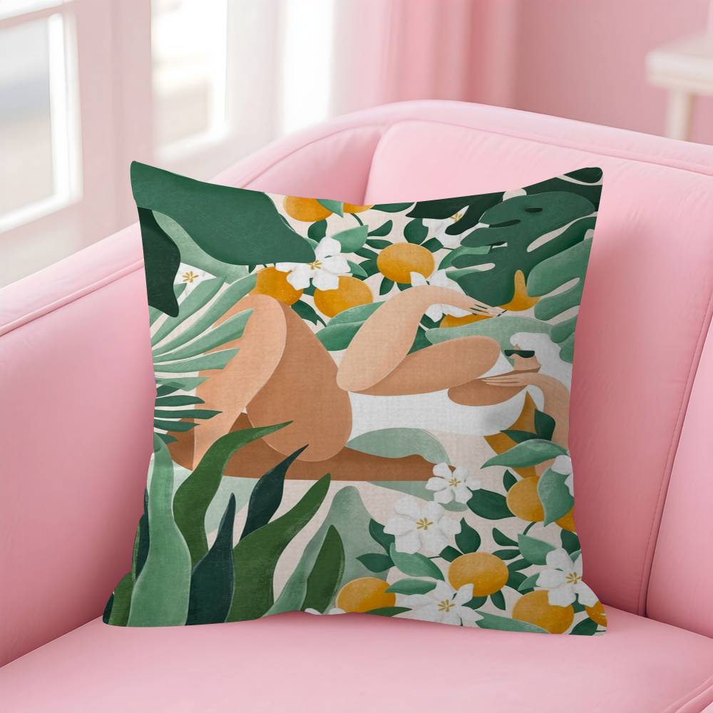 Nordic Beach Holiday Girl Pillow Gift Home Office Decoration Bedroom Sofa Car Cushion Cover Case 45x45