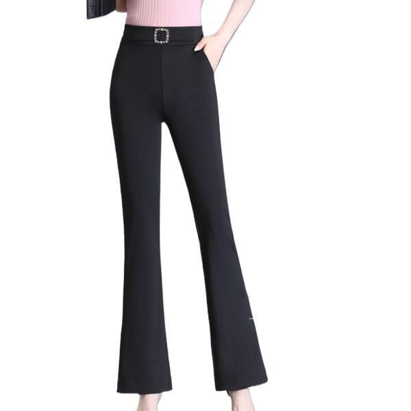 Women's High-Waisted Micro-Flare Pants: Stretchy, Slimming, Plus Size, Versatile, Drapey, Body-Hugging, Leg-Lengthening, Spring/Autumn Style.