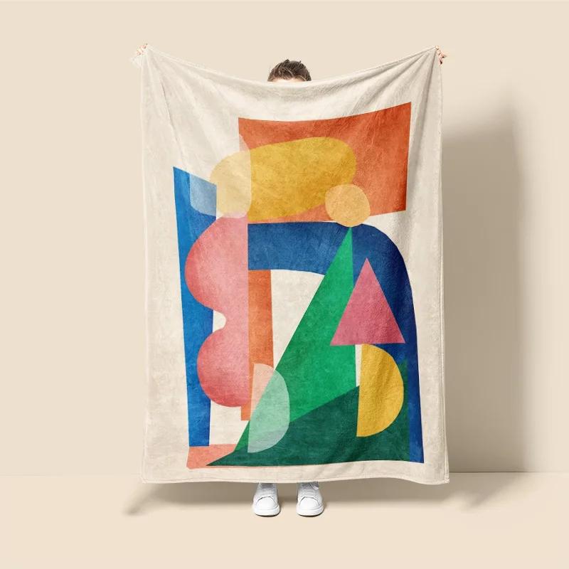 Skandinavischer Ins-Stil Morandi-Decke abstraktes geometrisches Design antistatisch Staub Netroots mit der gleichen Sofabezug-Decke