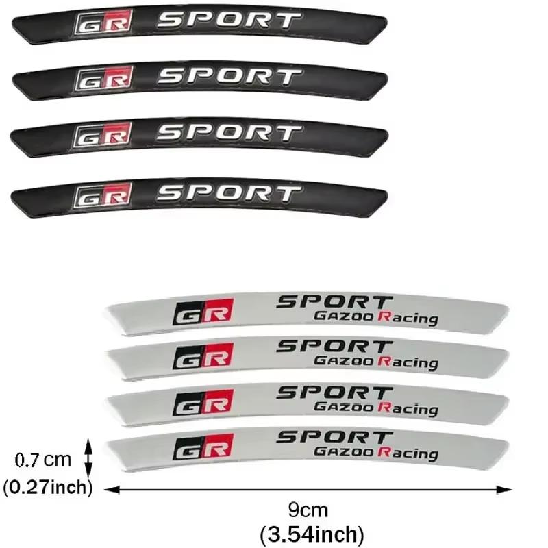 RE334Pcs Aluminium GR Sport Logo Wheel Rim Stickers Emblem Badge For Toyota Gazoo Racing YARiS Corolla RAV4 C-HR Camry Supra Prado