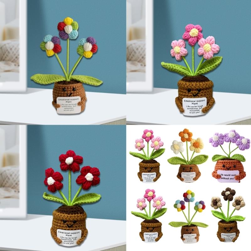 Handmade Yarn Crochet Potted Plant Craft Set Home Decoration Family Activity