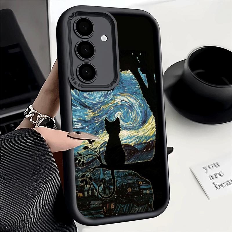 Black Cat Aesthetic Pattern Soft Phone Case for Samsung Galaxy S26 Ultra S25 Edge S24 S23 S22 Plus S21 S20 FE 5G Shell Silicone