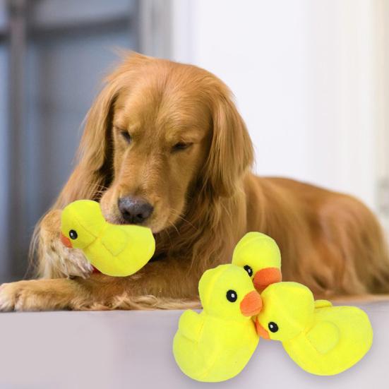 Yellow Duck Toy Good Toughness Built-in Sound Cute Shape Cartoon Comfortable Relieve Boredom Lightweight Plush Small Duck Dog Toy for Puppies