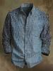 Retro Harp Clover 3D Printed Men's Long Sleeved Shirt, Casual Vacation Fashionable Plus Size Shirt