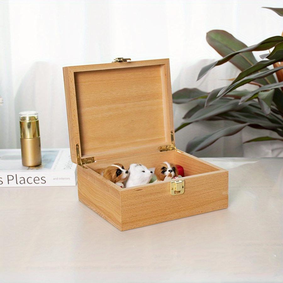 Vintage Wooden Storage Box Container with Hinged Lid and Front Clasp, Large Keepsake Box, Rustic Wood Boxes for Crafts Art Hobbies and Valentine's