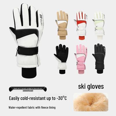 Unisex Fleece-Lined Touchscreen Ski Gloves for Winter - Thick, Warm, and Cold-Proof for Adults & Kids