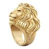 Anello da Uomo Leone Africano Placcato Oro 18K Stile Hip Hop con Decorazione Brillante di Diamanti