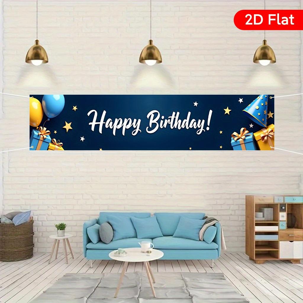 Happy Birthday Party Banner, Balloon & Gift Design, Durable Polyester Outdoor Garden Patio Poolside No Electricity Decoration