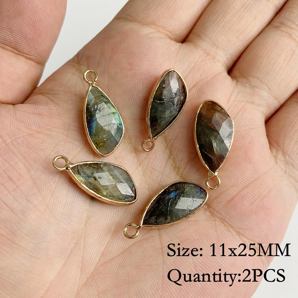 Natural Flash Labradorite Stone Charm Pendant Healing Semi-precious Stone Connector for Jewelry Making Necklace Accessories Gift