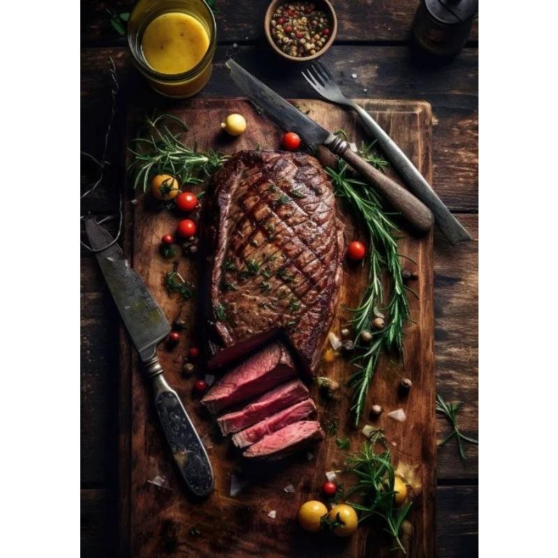 Juicy Hamburger Dessert Food Food Print Canvas Painting Wall Picture for Kitchen Room Modern Restaurant Bar Home Decor Poster