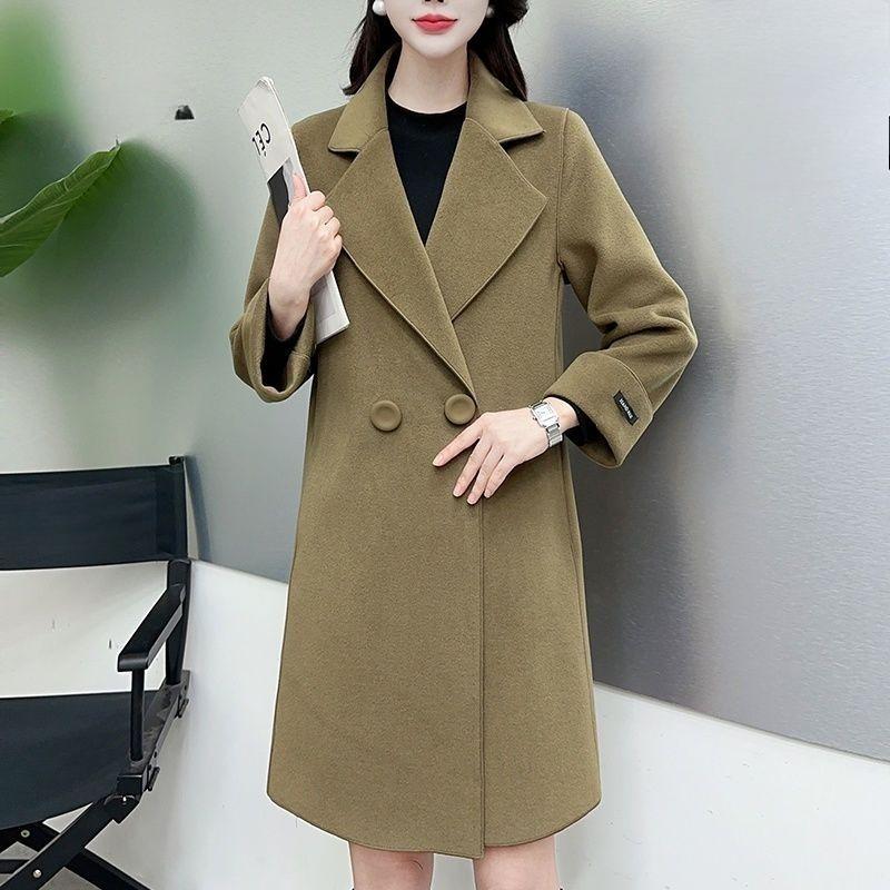 Women Loose Fit Plus Size Wool  Coat Oversized Korean Style Trench Coat  Autumn Outerwear
