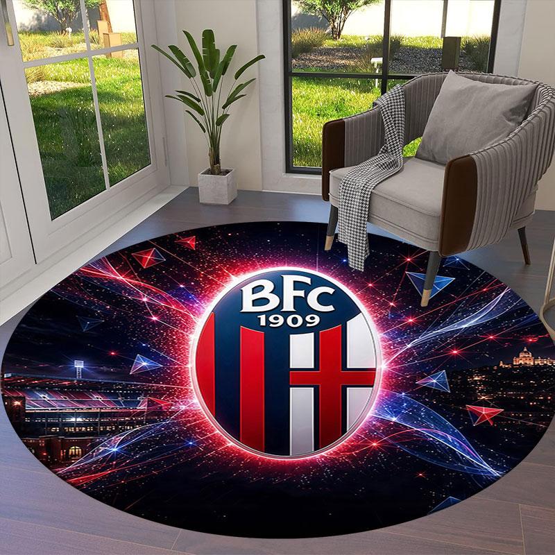 Bologna FC 1909 Round Area Rug,Carpet Rug for Living Room Bedroom Sofa Playroom Decor,Non-slip Floor Mat