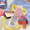 1set Korean Style Cute Strawberry Chopsticks Spoon Fork Cutlery Set with Box Portable Stainless Steel Tableware Kitchen Utensils
