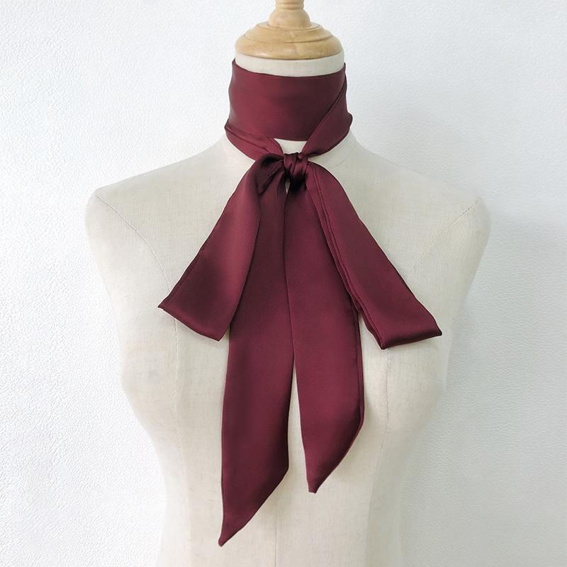 200*5cm Elegant Solid Color Long Ribbon Neck Scarf Women Dinner Party Headband Strip Narrow Decoration Scarf Neck Tie