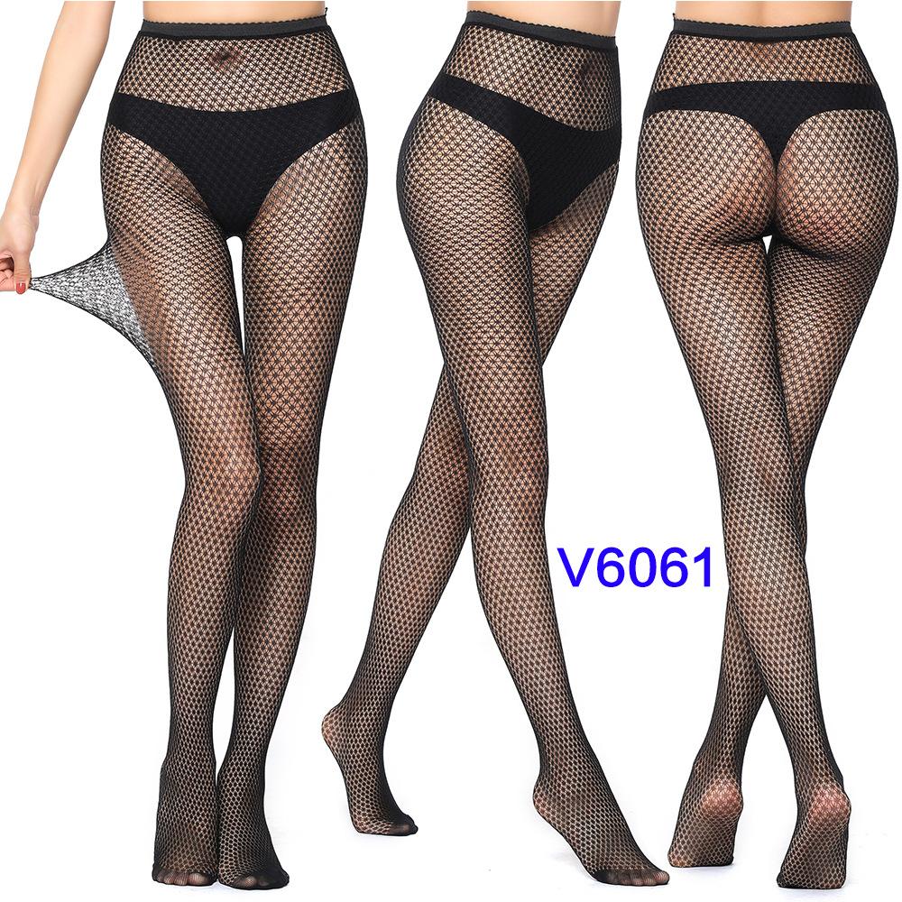 Warp Knitted Seamless Trend Jacquard Fishing Net Socks, Little Love Tiger Pattern Grid Black Stockings
