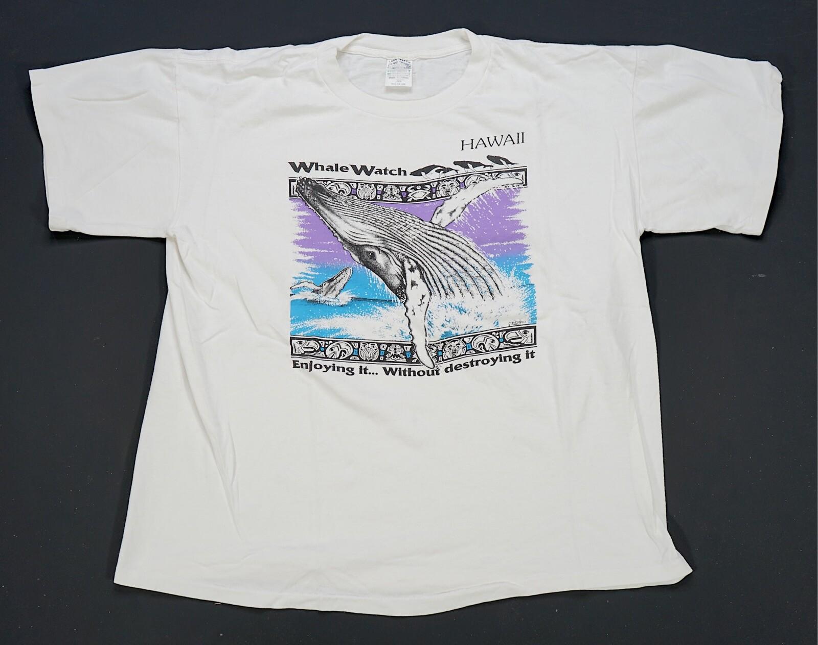 Rare VTG HORROR TEEZ Whale Watch Hawaii Enjoy Dont Destroy 1990 T Shirt 90s XL S
