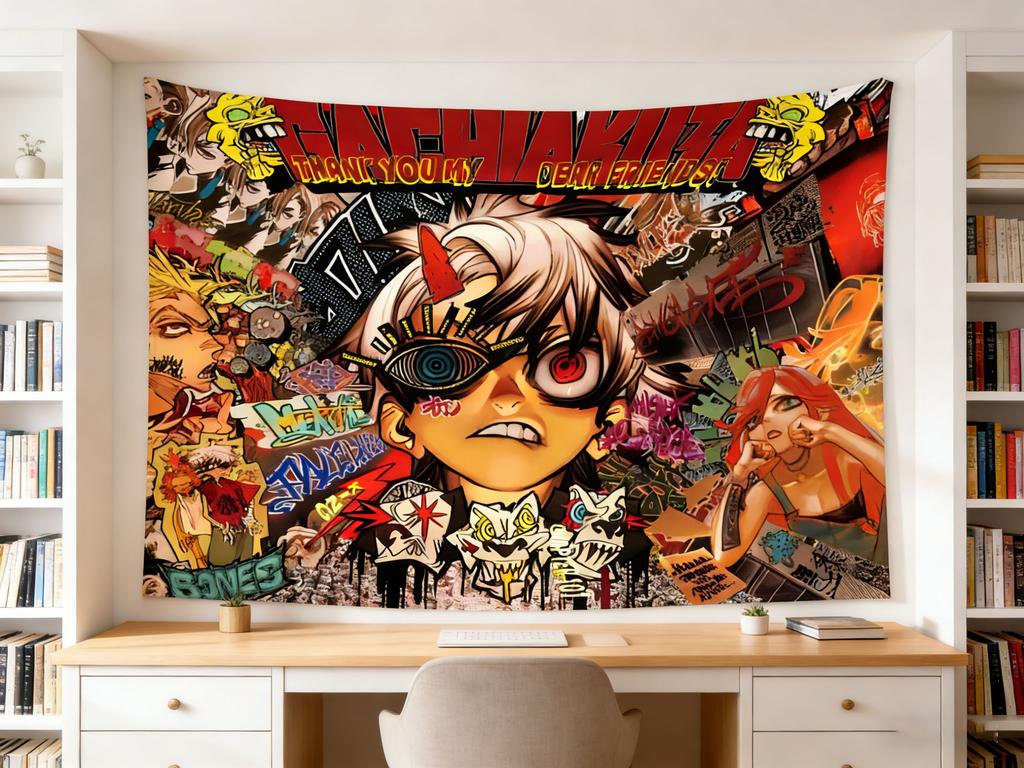 Gachiakuta AnimeInspired Graffiti Wall Tapestry Suitable For Bedroom Dorm Party Aesthetic Wall Hanging Decor Patriotic Decor