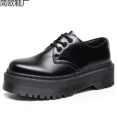 Martin Boot Hole Small Leather Shoes Women's Low Top, Genuine Leather British Round Head Casual Student Muffin Bottom Short Boots