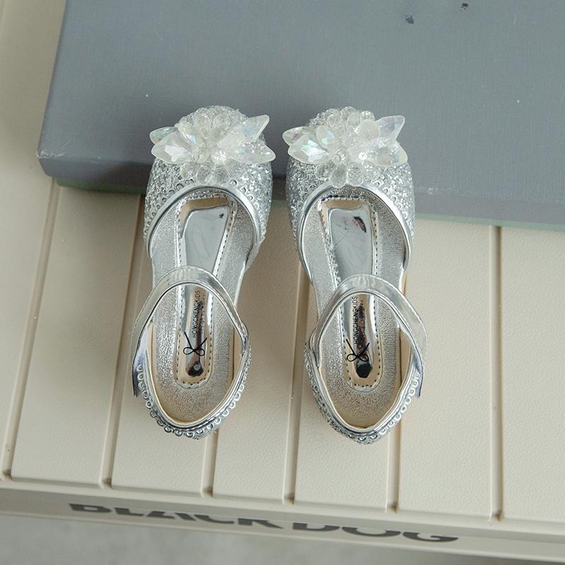 Girl Princess Shoes 2024 New Spring Autumn Little Girl Leather Shoes Shining Soft Sole Children's Dance Performance Shoes