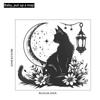 Black Cat Moon Flowers Wall Sticker Vinyl Decal for Living Room Entrance Home Decor Background Wall Art